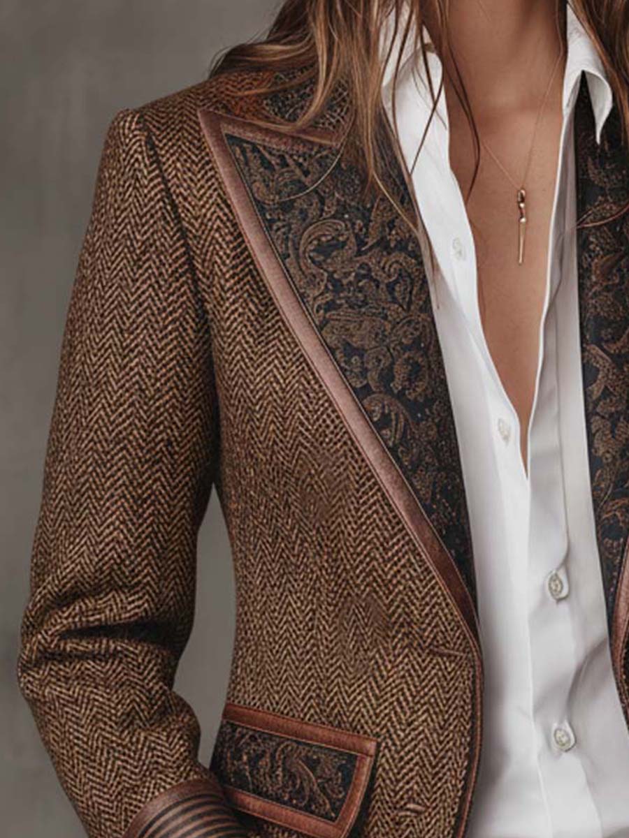 Consuelo blazer met visgraatpanelen