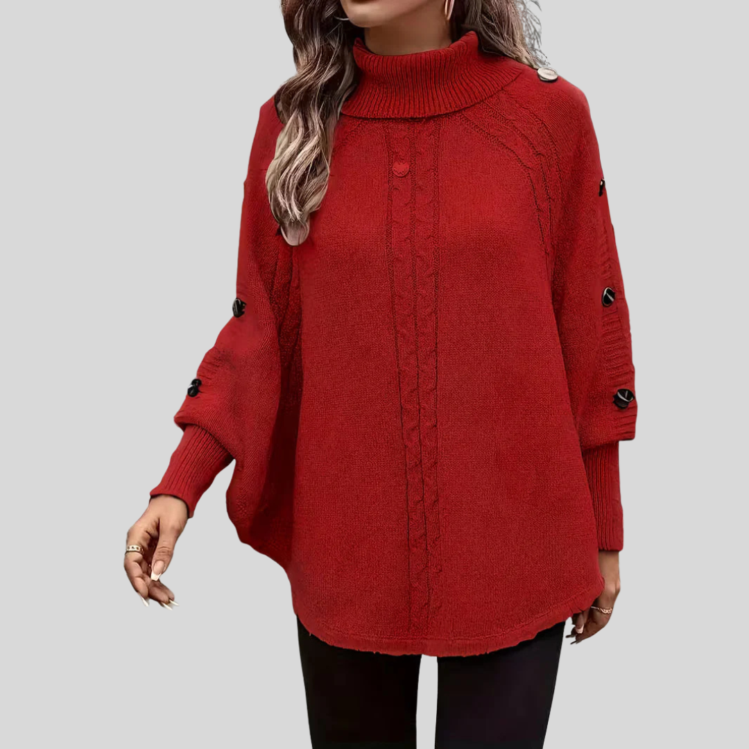 Léa poncho met col en kabelpatroon