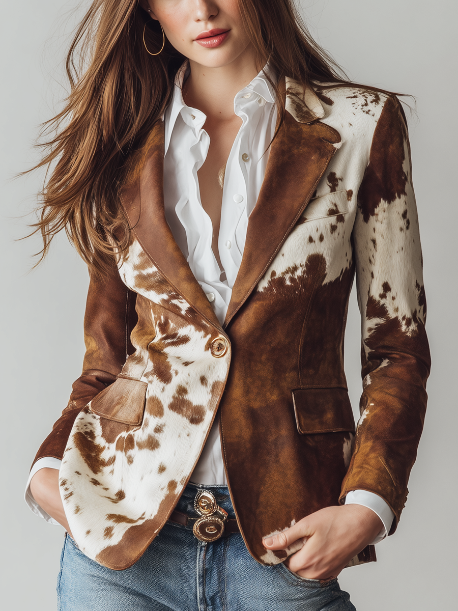 Manuela vintage blazer met dierenprint