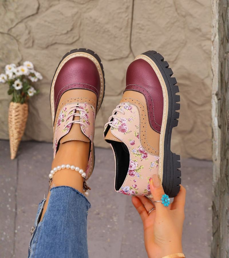 Paris bloemen veterschoenen met zacht voetbed