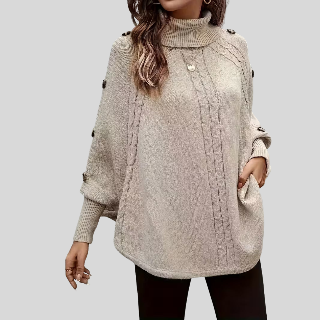 Léa poncho met col en kabelpatroon