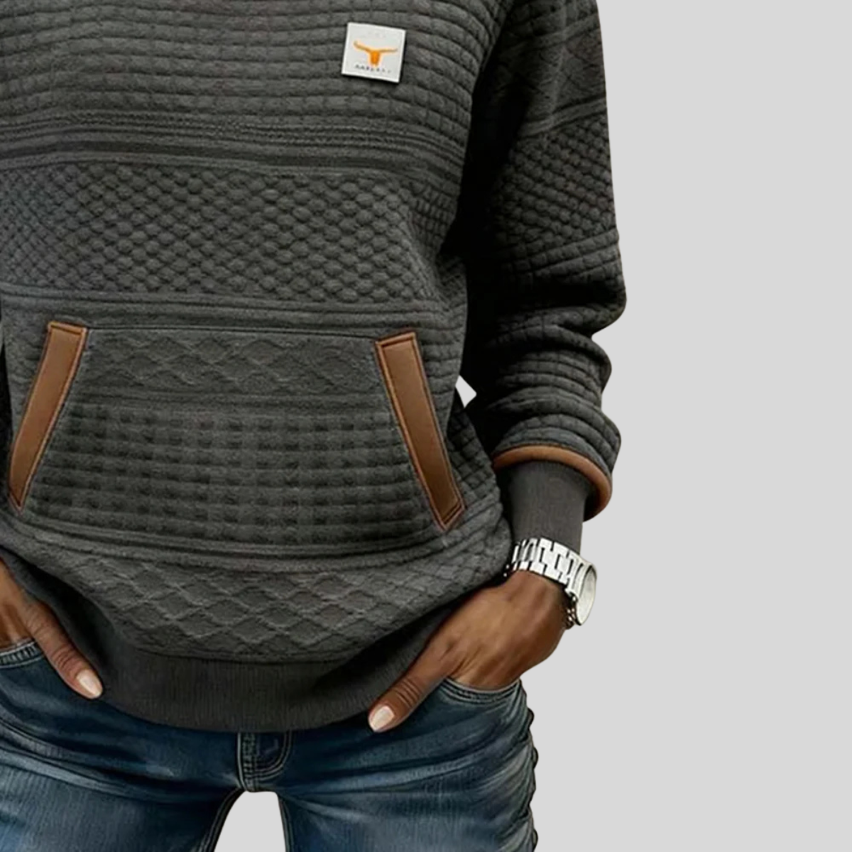 Bérénice gewatteerde sweater met ronde hals
