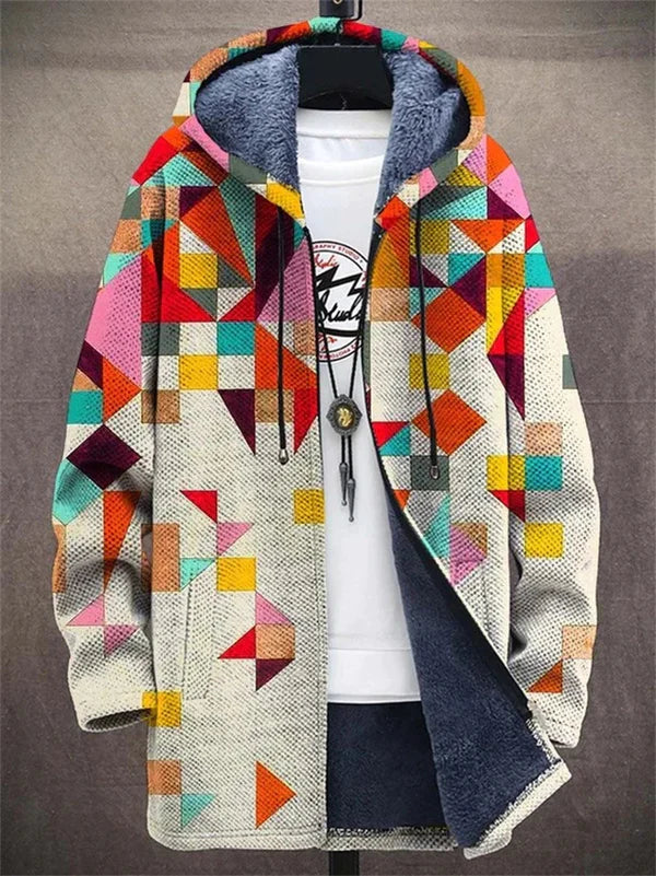 Elio artistieke jas met geometrisch motief