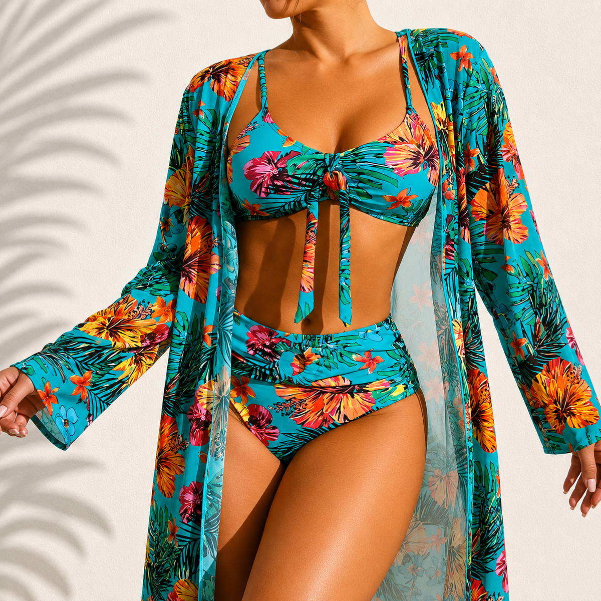 Marie | Elegante Tropicale 3-delige Bikini