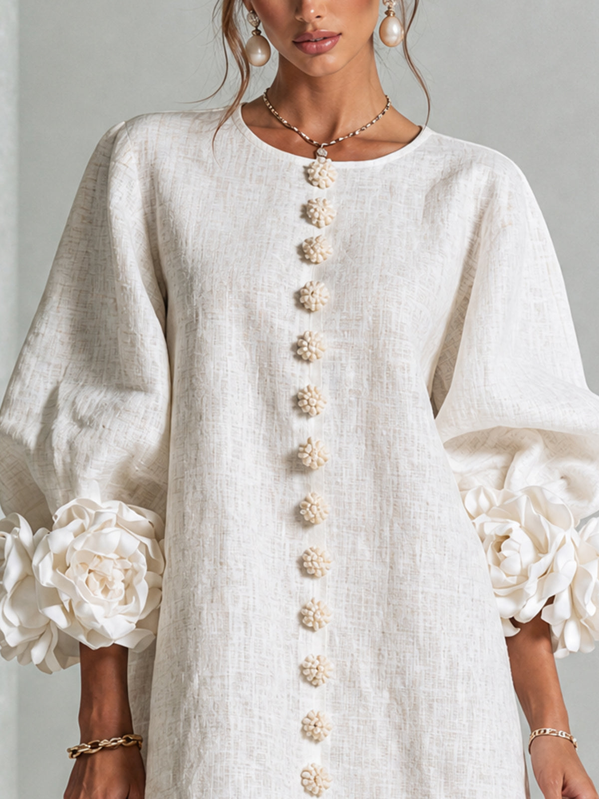 Josephine | Bloemen minijurk met pofmouwen