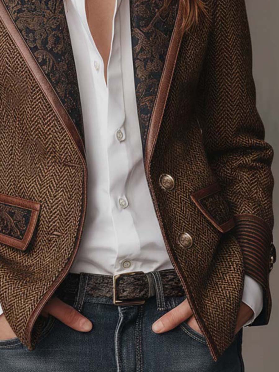 Consuelo blazer met visgraatpanelen