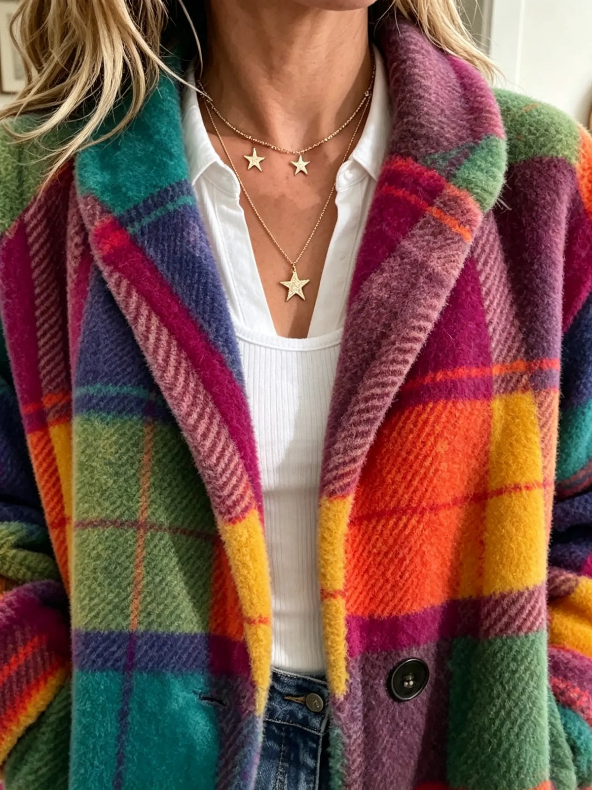 Arka | Geruite jas in multicolor
