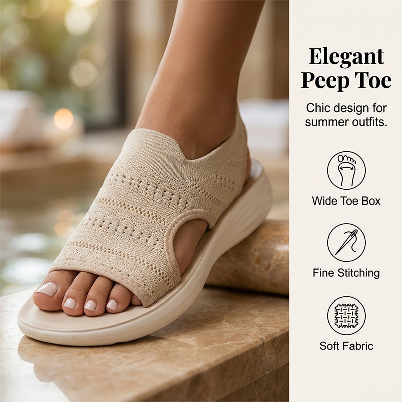 Fenna | Gebreide plateausandalen met hielband