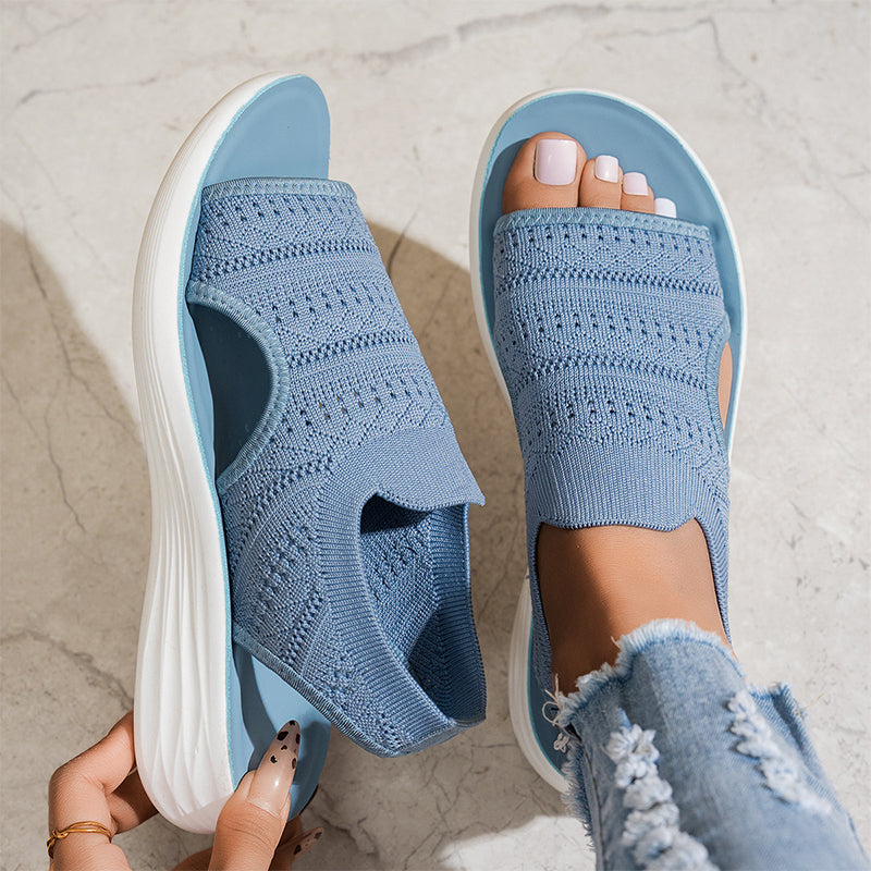Fenna | Gebreide plateausandalen met hielband
