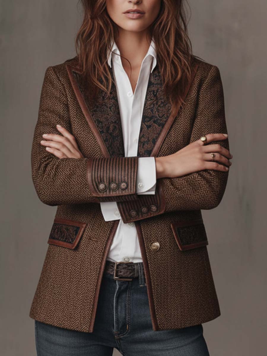 Consuelo blazer met visgraatpanelen