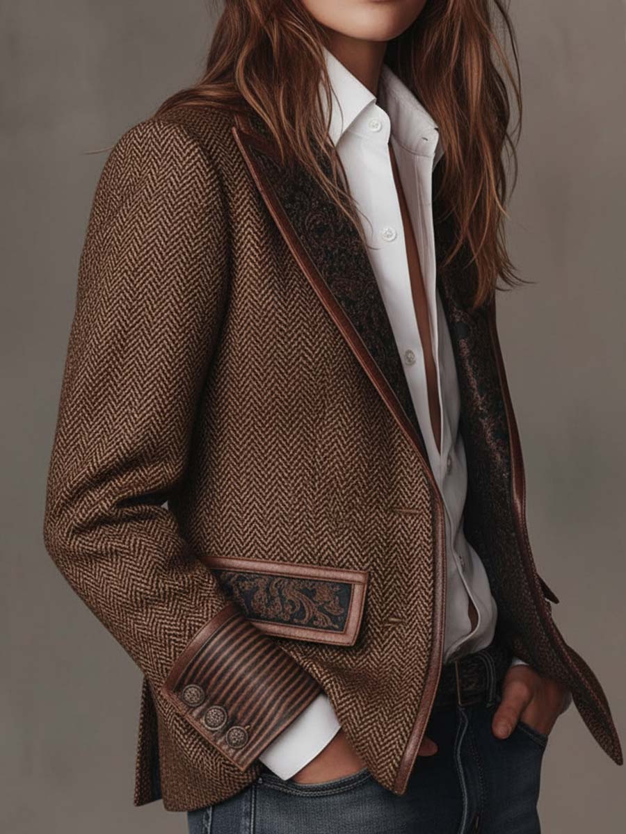 Consuelo blazer met visgraatpanelen