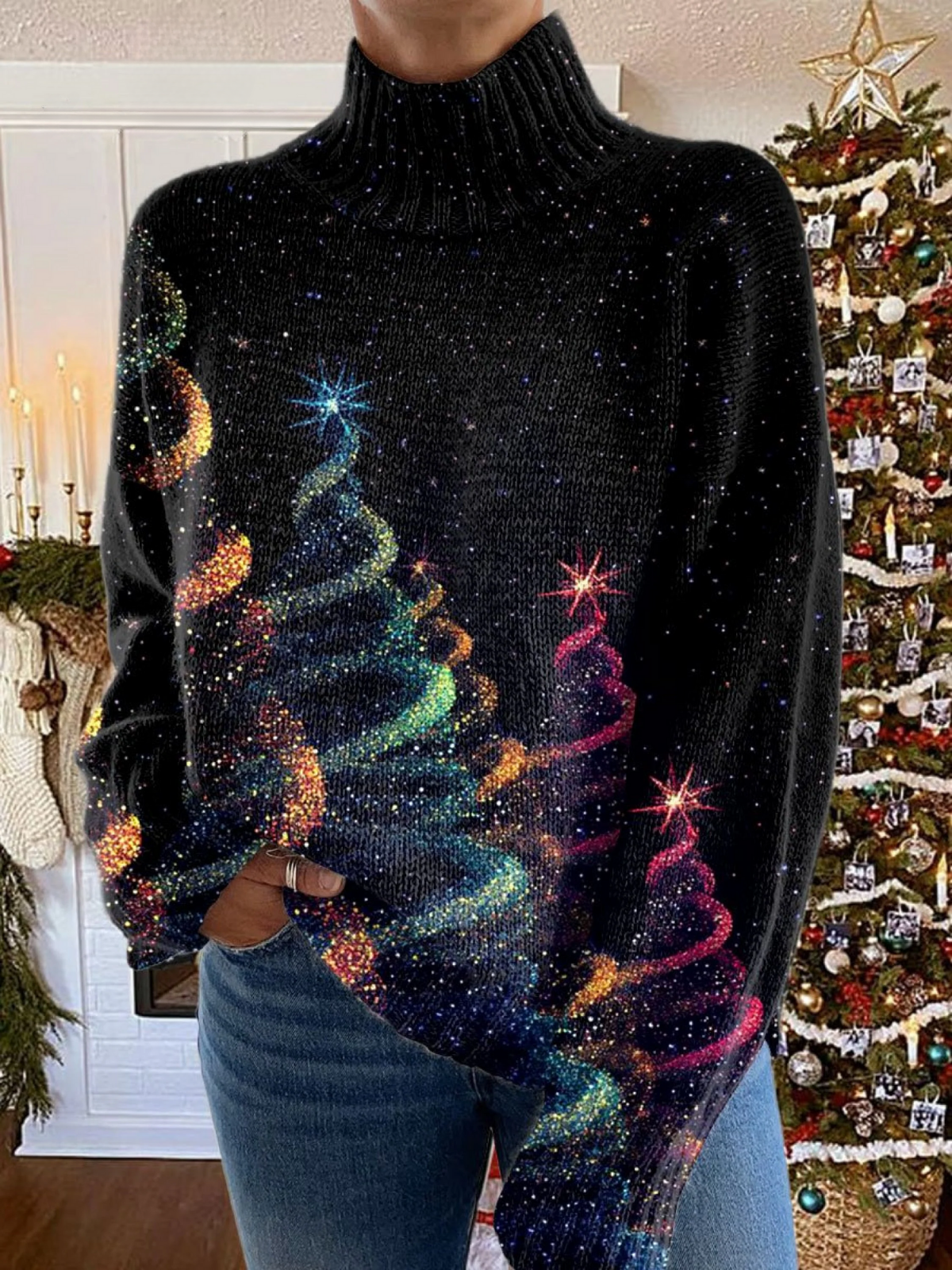 Poppy kerstcoltrui met glitterkerstboom