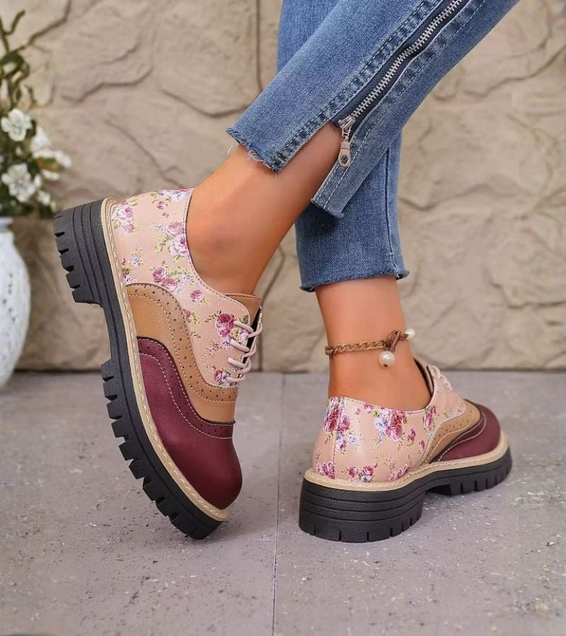 Paris bloemen veterschoenen met zacht voetbed