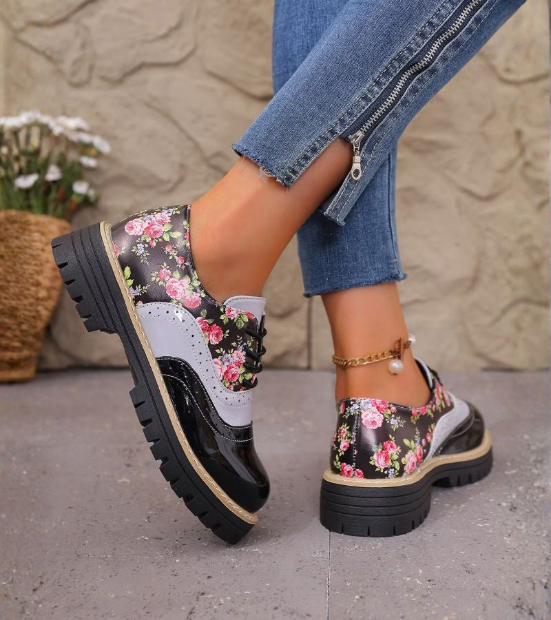 Paris bloemen veterschoenen met zacht voetbed