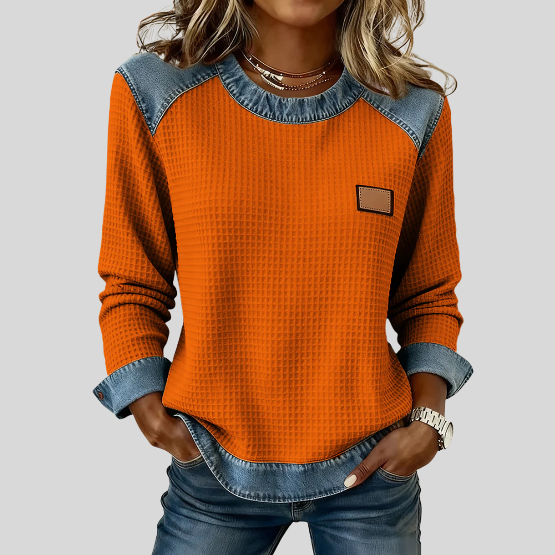 Yvette wafeltrui met denim-look