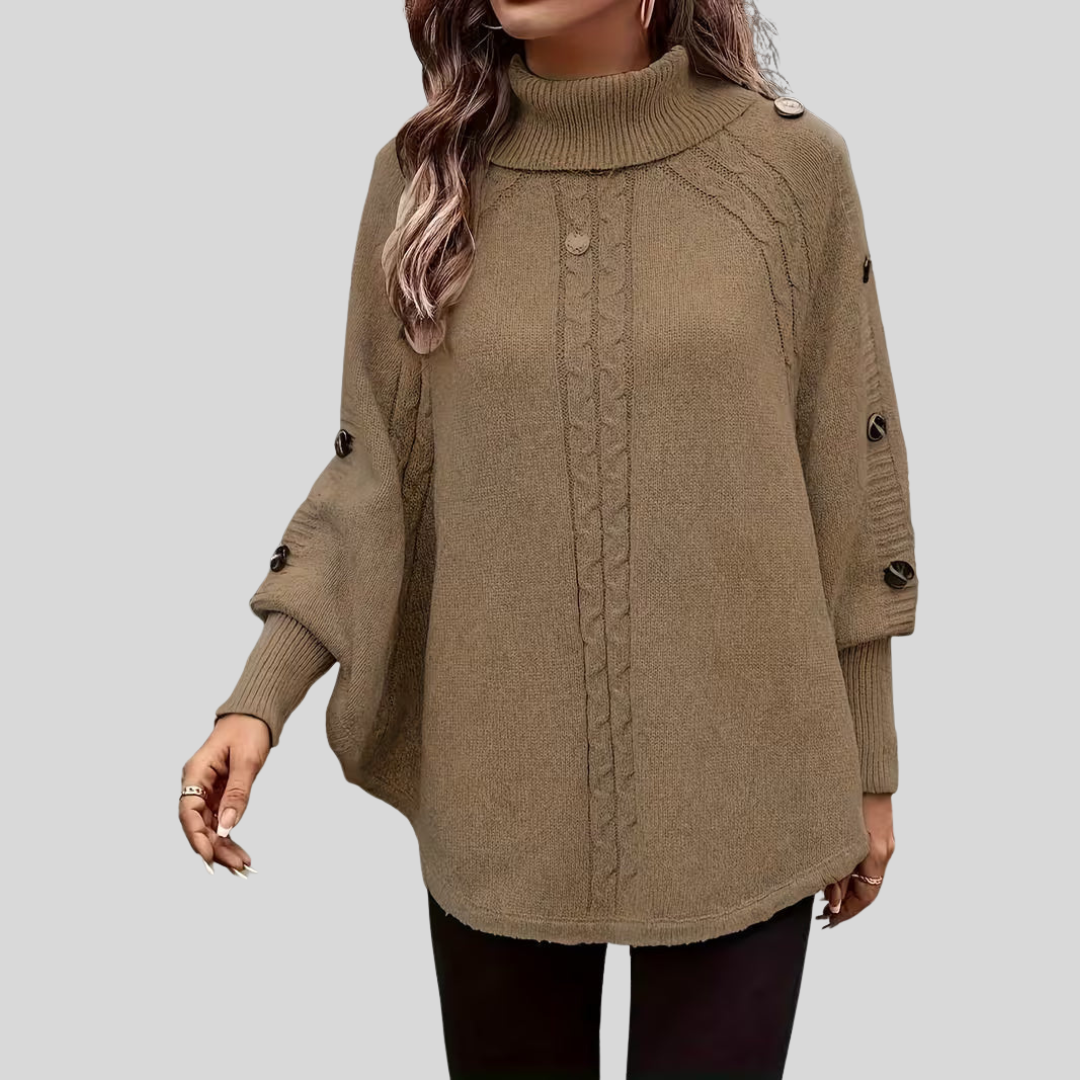 Léa poncho met col en kabelpatroon