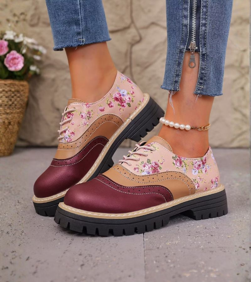 Paris bloemen veterschoenen met zacht voetbed