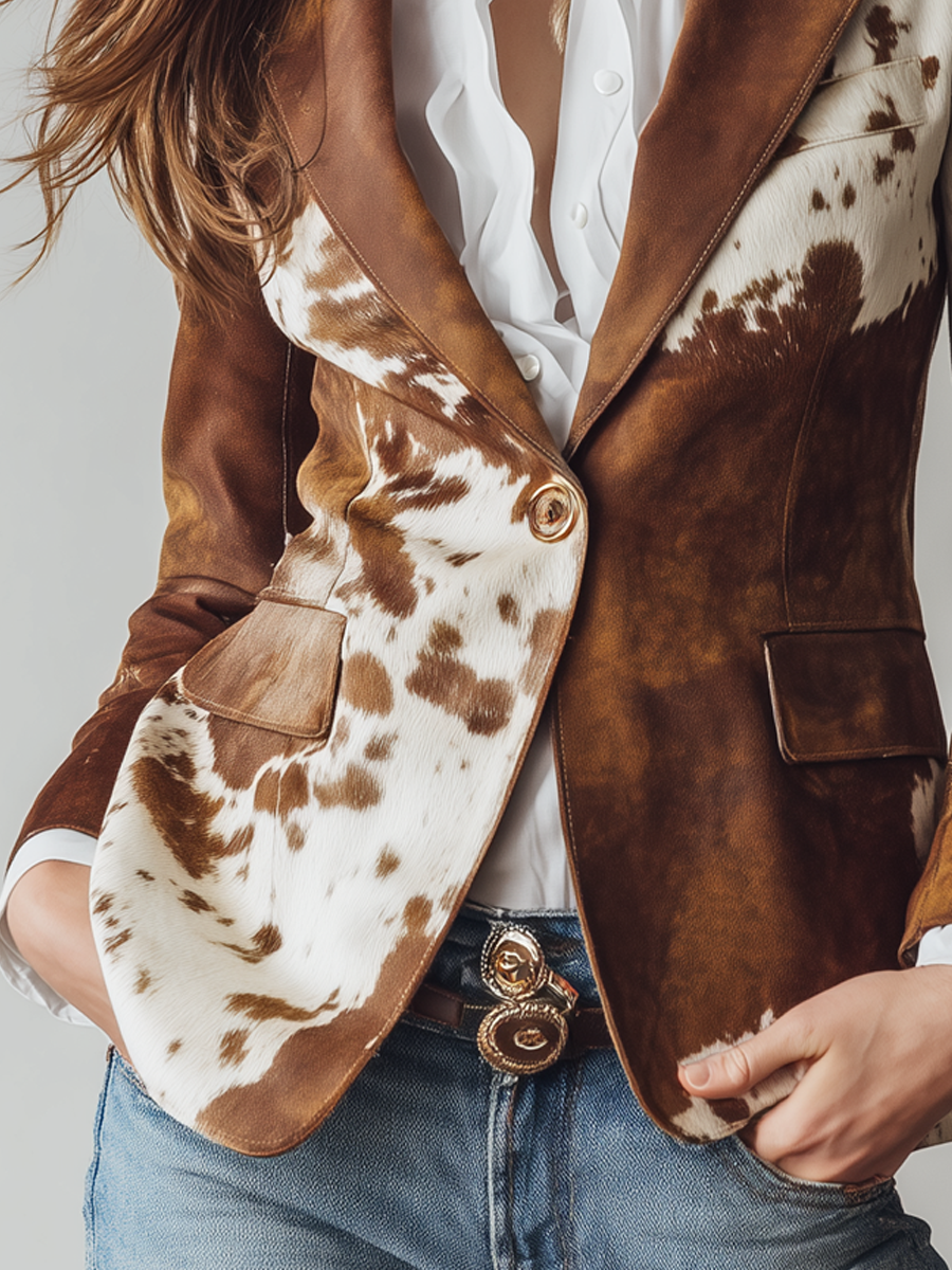 Manuela vintage blazer met dierenprint