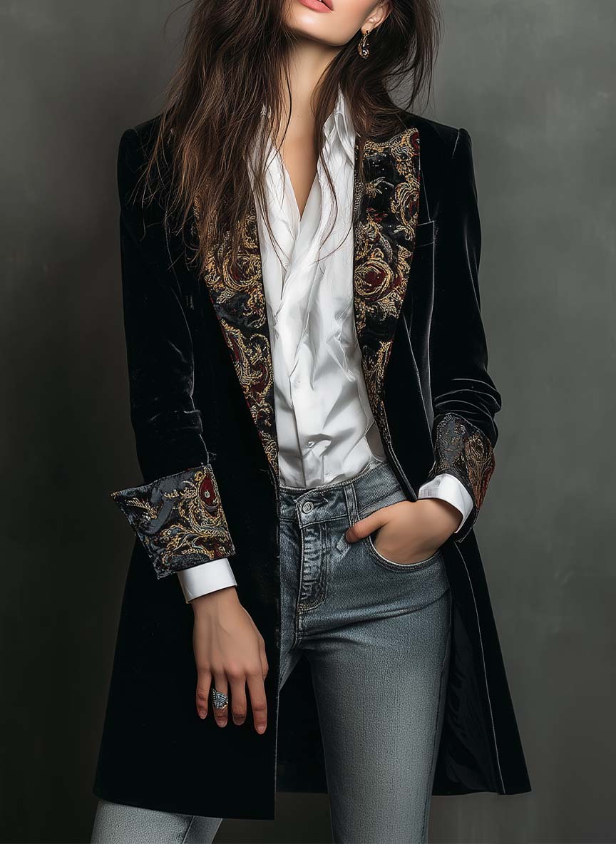 Marta getailleerde blazer met barokprint