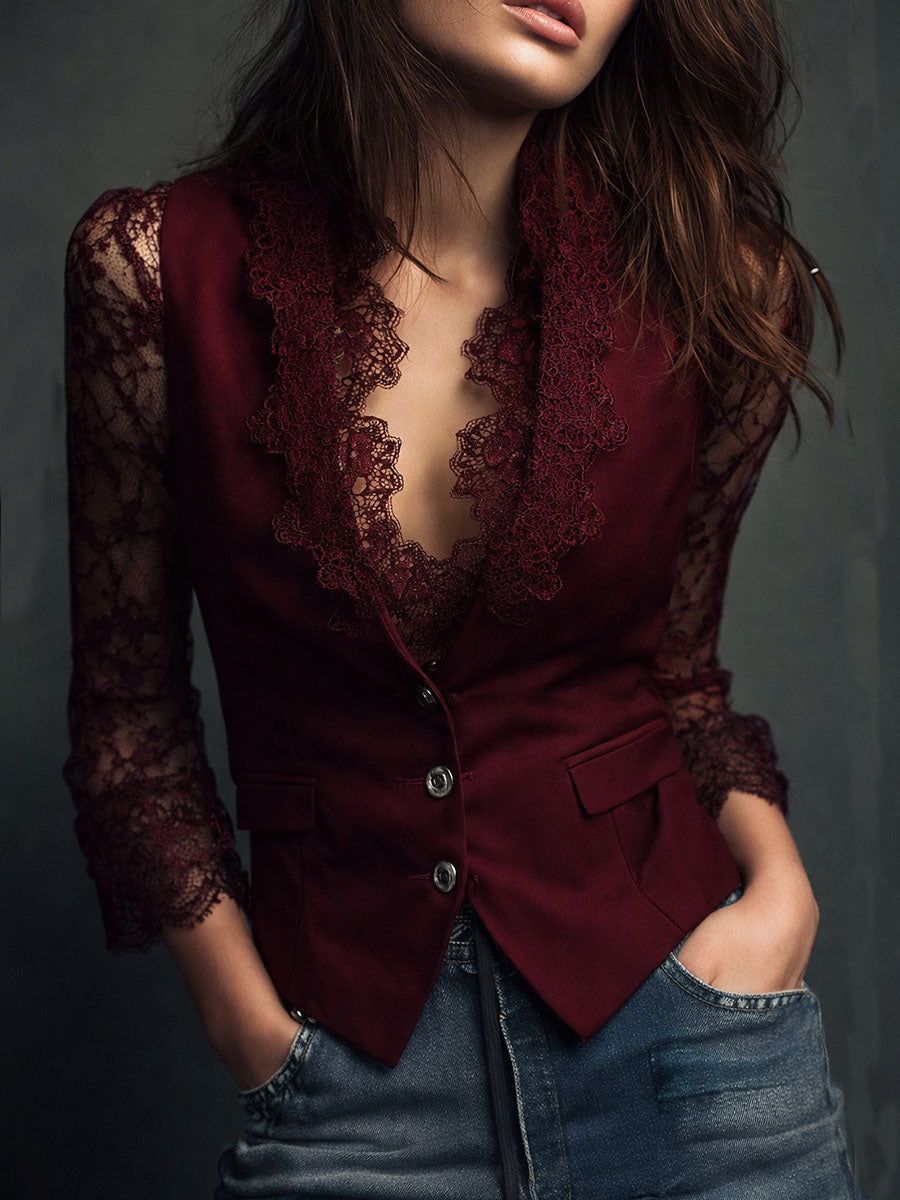Lorena blazer met semitransparante mouwen