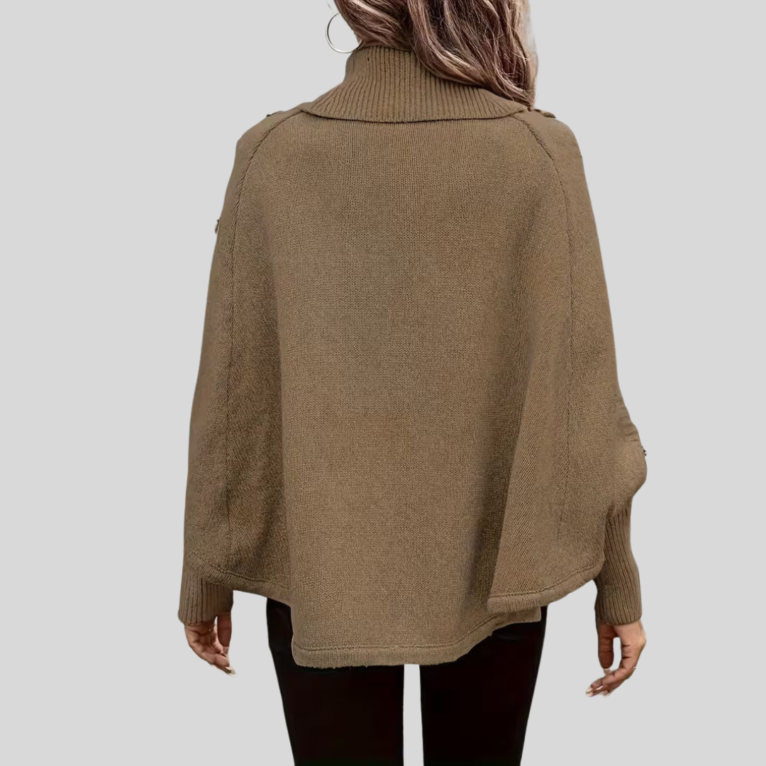 Léa poncho met col en kabelpatroon