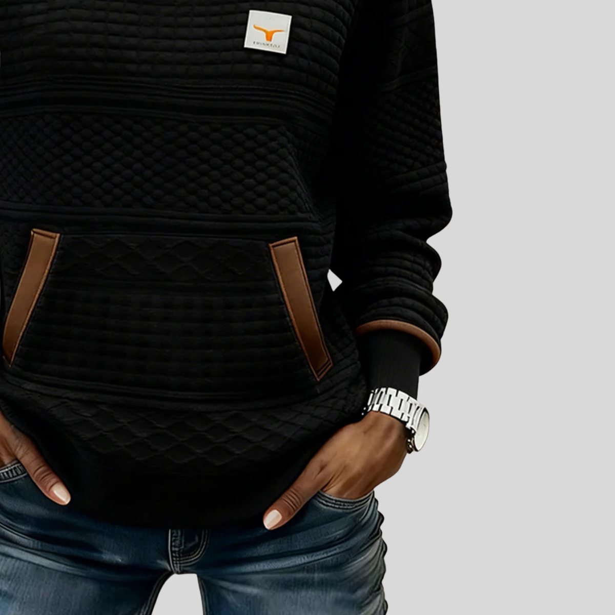 Bérénice gewatteerde sweater met ronde hals