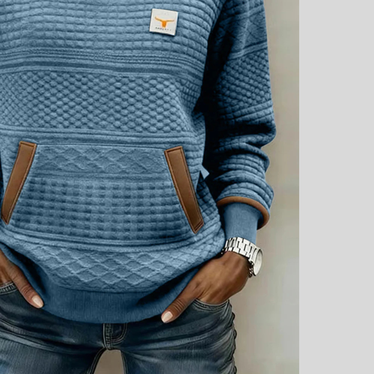 Bérénice gewatteerde sweater met ronde hals