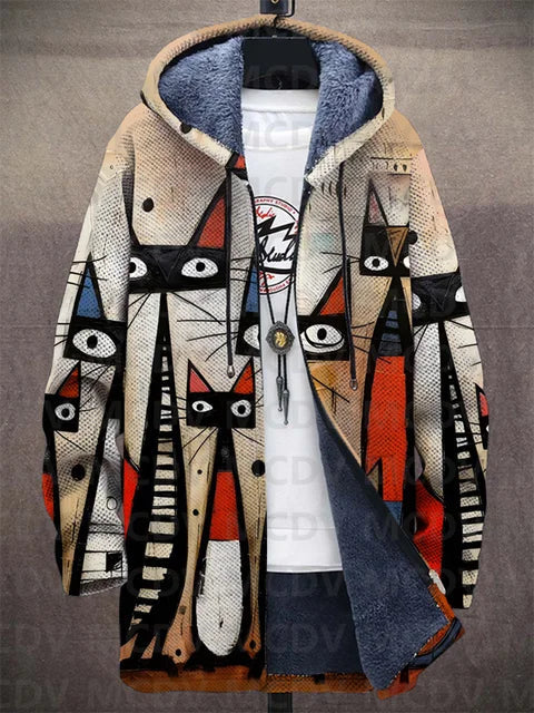 Renato jas met capuchon en artistieke print