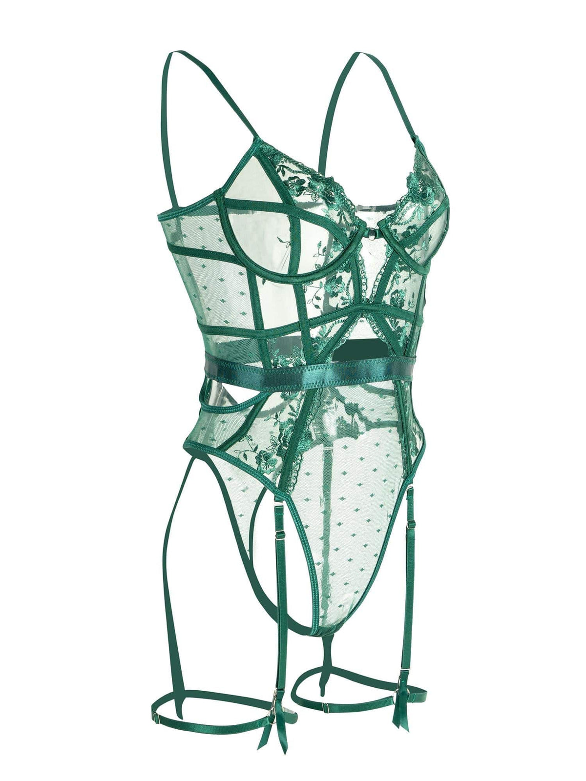 Melody - Groene Kanten Body lingerie met Beugel