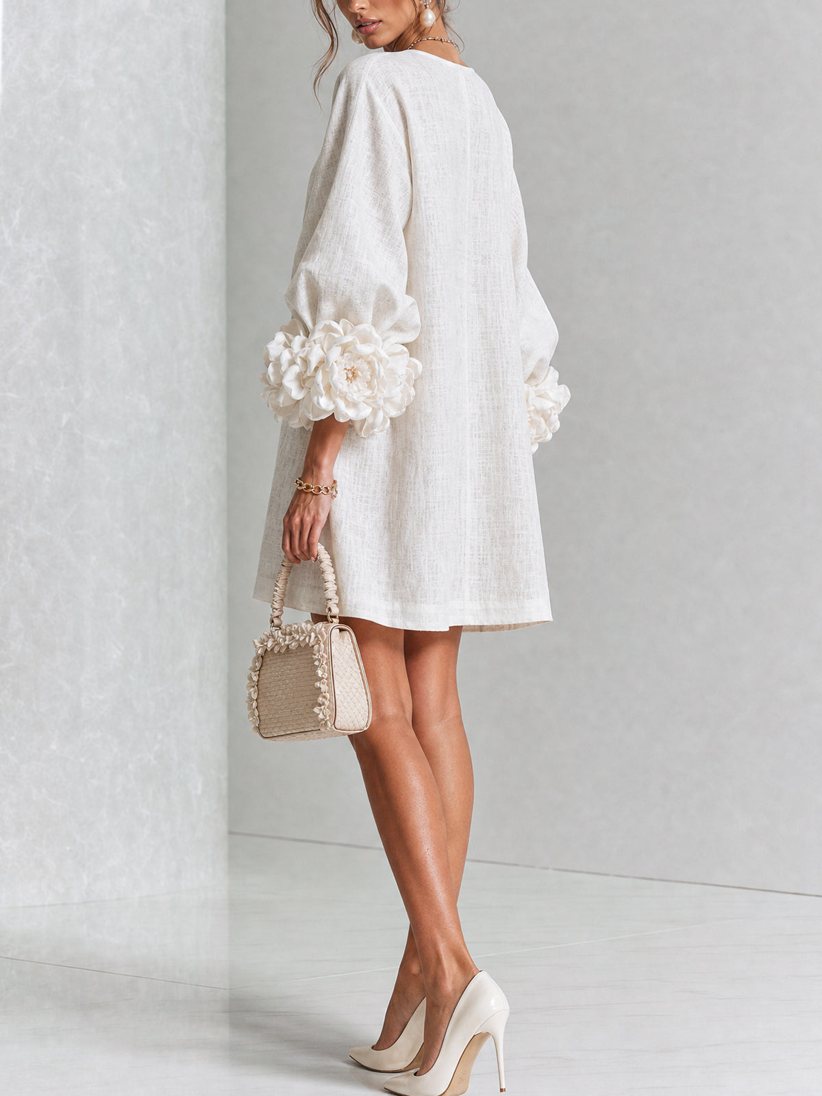 Josephine | Bloemen minijurk met pofmouwen