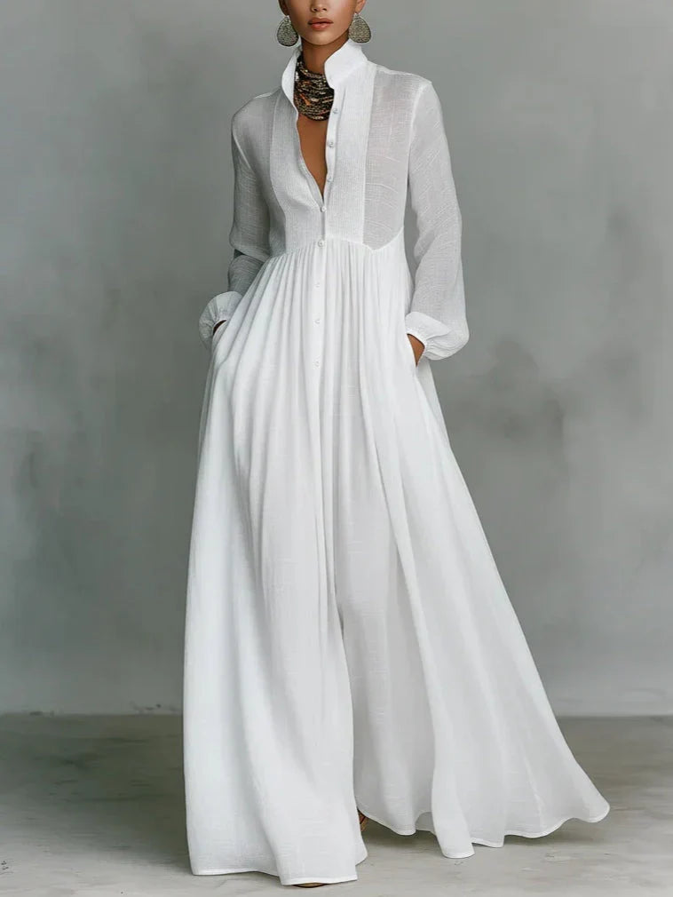 Alma | Tijdloze maxi-jurk met elegante kraag