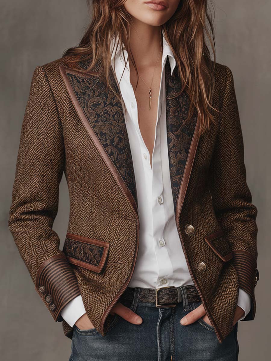 Consuelo blazer met visgraatpanelen