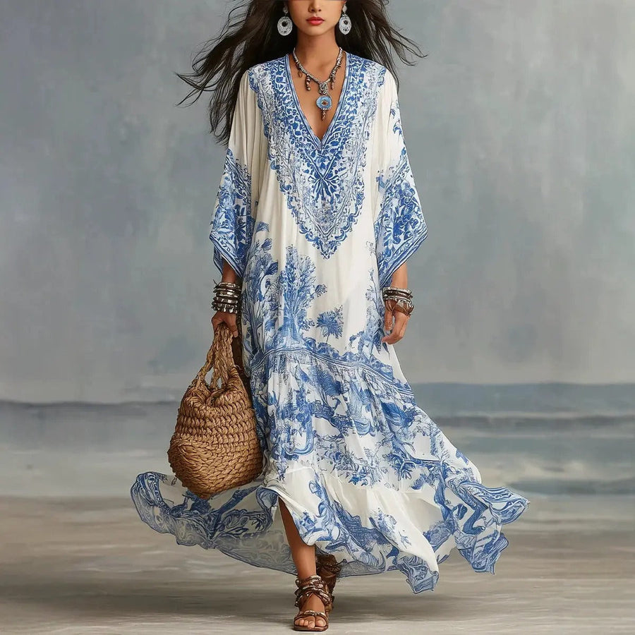 Alba | Bohemien maxi-jurk met etnische print
