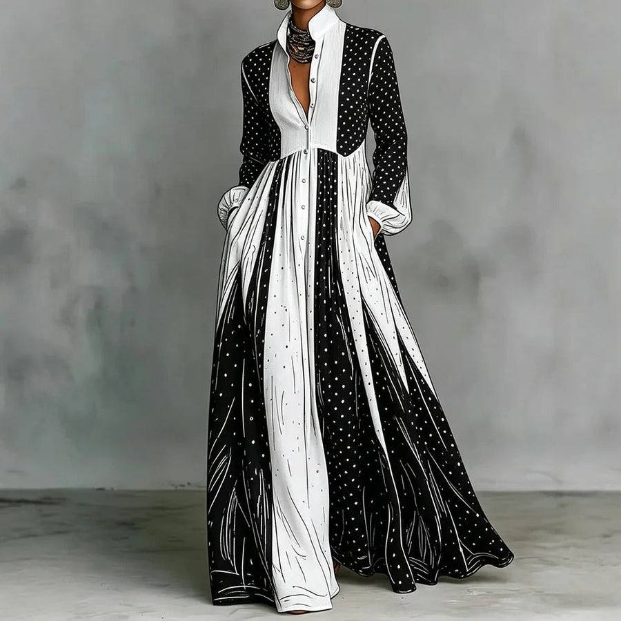 Serafina | Tweekleurige maxi-jurk met stippen