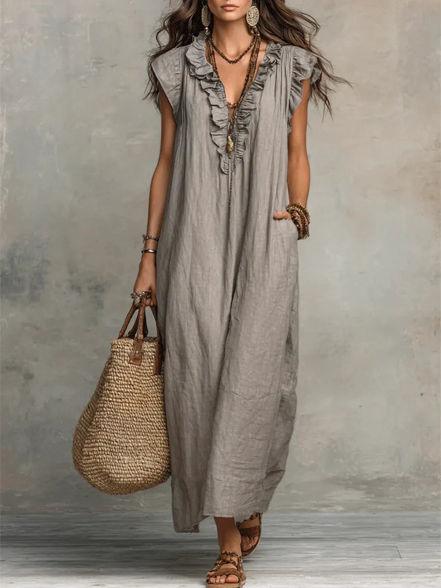 Camelia | Bohemien maxi-jurk met V-hals