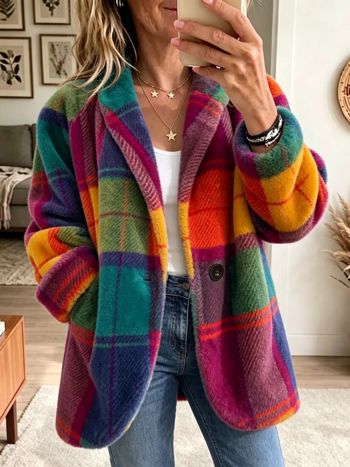 Arka | Geruite jas in multicolor