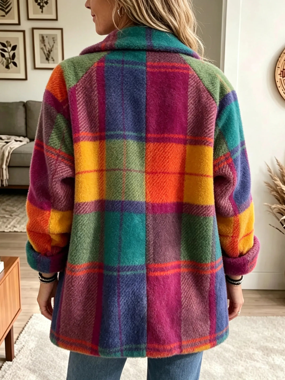 Arka | Geruite jas in multicolor