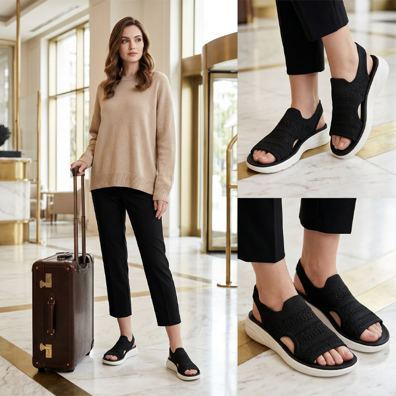 Fenna | Gebreide plateausandalen met hielband